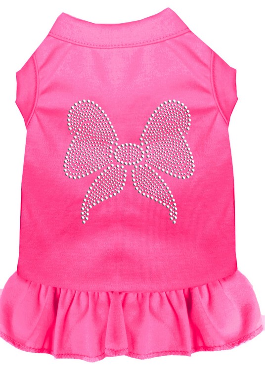 Rhinestone Bow Dress Bright Pink Med